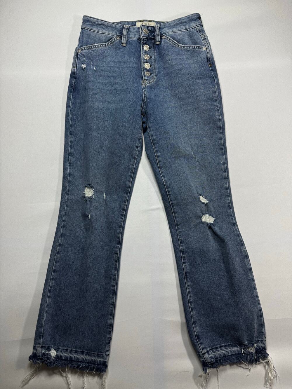 We The Free Women's Distressed Straight Leg Blue Jeans - Size 26 (26x27.5)* - Picture 1 of 4